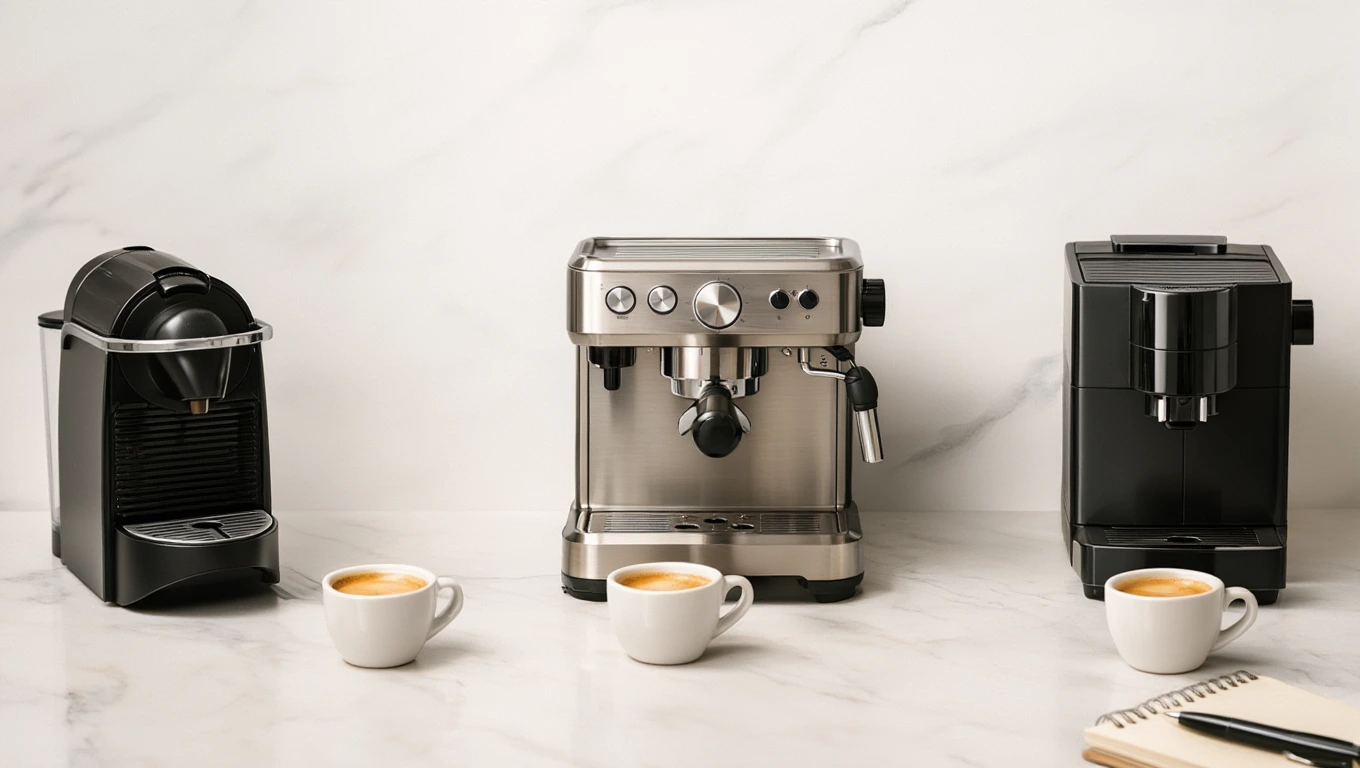 Comparativa de tipos de cafeteras: espresso, cápsulas y superautomáticas